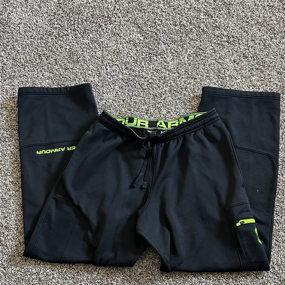 Under Armour Men's Black and Neon Green Joggers